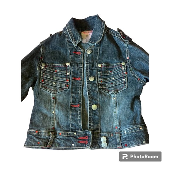 2B Real Girl's Jean Jacket with Rhinestones sz 4 - Picture 7 of 9